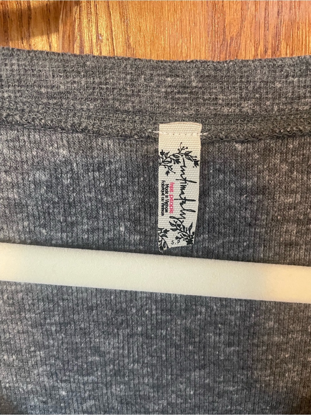 Free People Gray Waffle Knit Thermal Top with Brand Tag